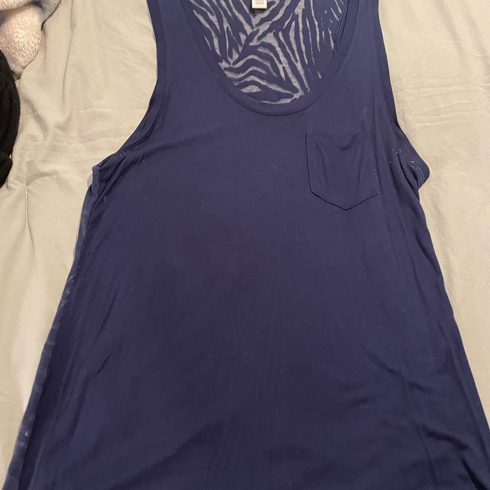Ambiance Navy Tank Top with Pocket